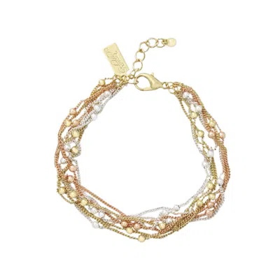Savvy Cie Jewels Tri-color Multi Layer Bracelet In Multi