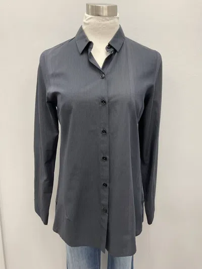 Peter O. Mahler Navy Microstripe Cotton Blouse In Blue