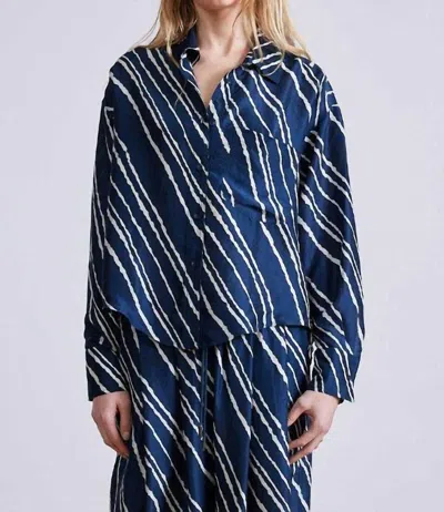 Apiece Apart Easy Button Down Shirt In Navy Bias In Multi