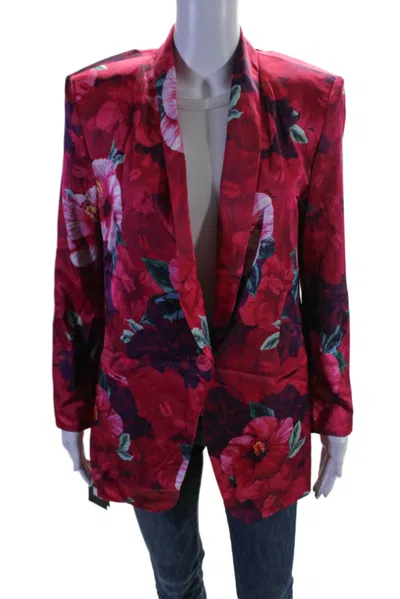 Pinko Womens Floral Collared Long Sleeve Button Up Blazer Jacket Pink In Pink