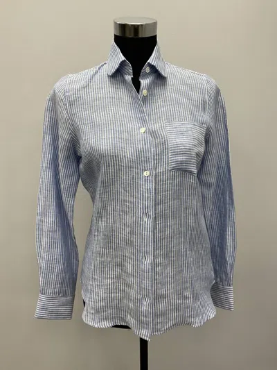 Martina Venti Dodici Striped Linen Shirt In Blue In Blue