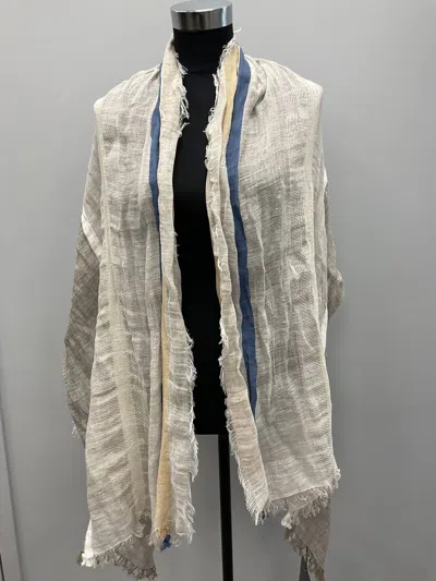 Lorena Antoniazzi Linen Scarf With Stripes In Beige In Beige