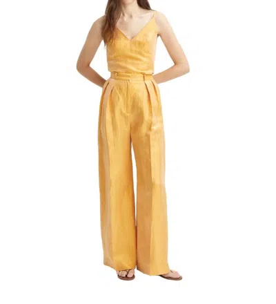 Matthew Bruch Pleated Trouser In Saffron In Yellow