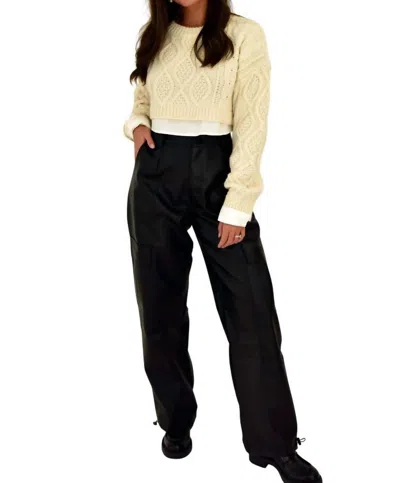 Loucia Carmen Cargo Leather Pant In Black In Black