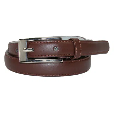 Ctm Women's Skinny Leather Dress Belt In Brown