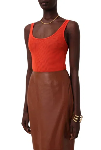 Zimmermann Tranquility Scoop Bodysuit In Tomato In Red