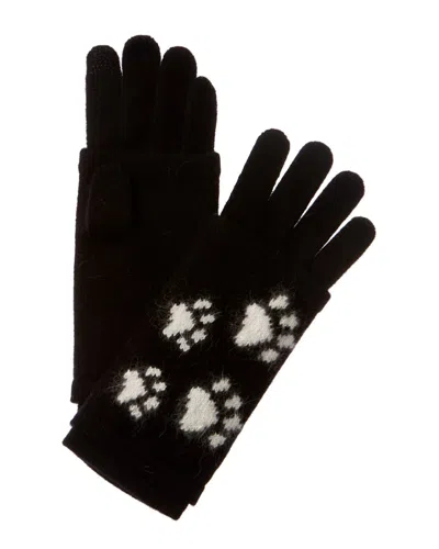 Shop Hannah Rose Paw Print Intarsia 3-in-1 Cashmere & Angora-blend Gloves In Black