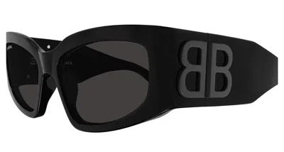 Balenciaga Grey Rectangular Ladies Sunglasses Bb0096s 001 51 In Black