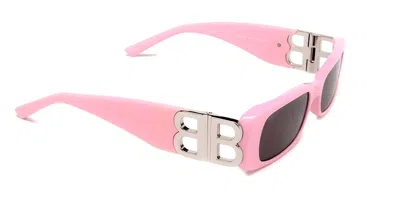 Balenciaga Dynasty Rectangle-frame Sunglasses In Pink