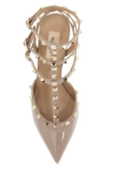 Valentino Garavani Rockstud Patent Leather Slingback Pumps In Neutral
