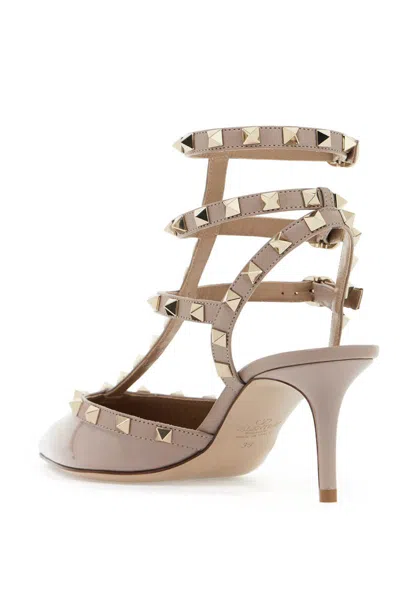 Valentino Garavani Rockstud Patent Leather Slingback Pumps In Neutral