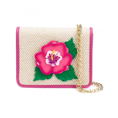 Yazbukey Embroidered Flower Patch Flap Closure Clutch Bag