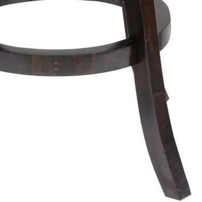 Furnizzeme 24 Inches Swivel Wooden Frame Counter Stool With Padded Back, Dark Brown