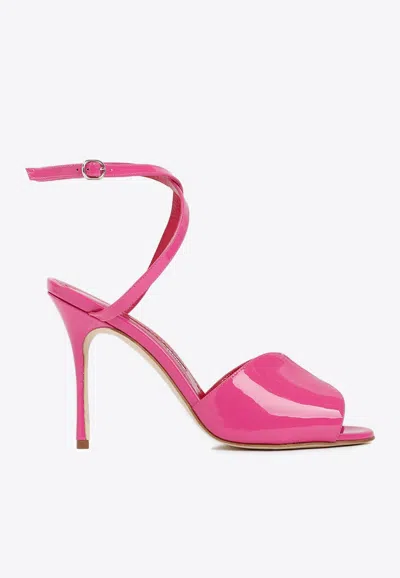Manolo Blahnik Hourani 105 Patent Sandal In Pink