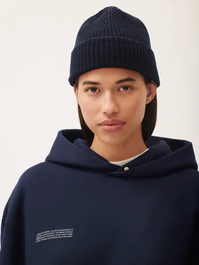 Pangaia Cashmere Ribbed Beanie — Dark Navy In Blue