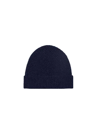 Pangaia Cashmere Ribbed Beanie — Dark Navy In Blue