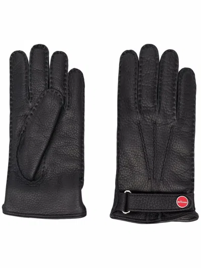 Kiton Men Leather Gloves In Black
