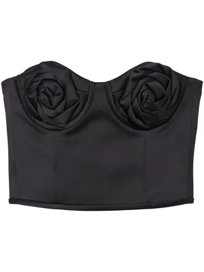 Marc Jacobs Black Satin Rose Corset In Black