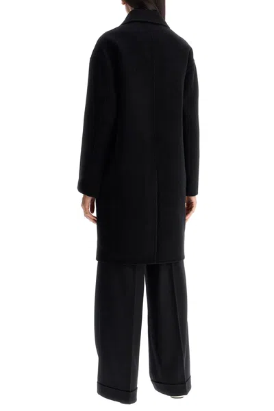 Pinko Double Wool Coat With Screwdriver Design In Black