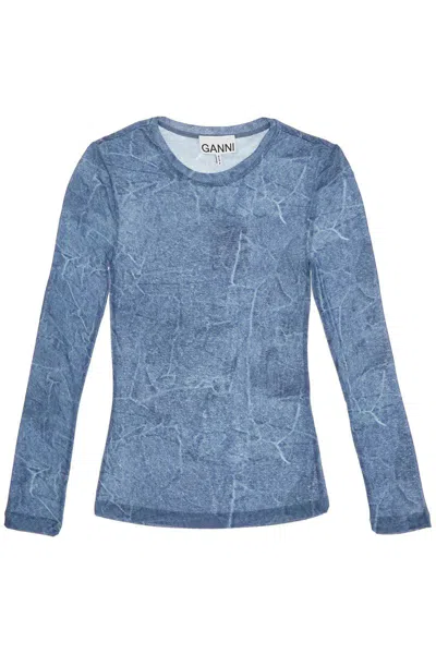 GANNI LONG-SLEEVED DENIM EFFECT TOP FOR 