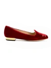 Charlotte Olympia Woman Embellished Embroidered Velvet Slippers Crimson In Red/other