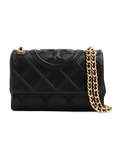 Tory Burch Soft Leather Shoulder Bag With Chain-link Strap In Black