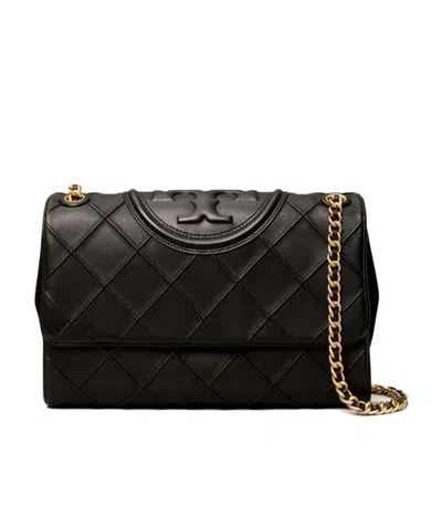 Tory Burch Soft Leather Shoulder Bag With Chain-link Strap In Black