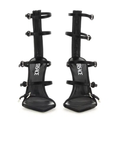 Versace Pin-point Stiletto Sandal In Black