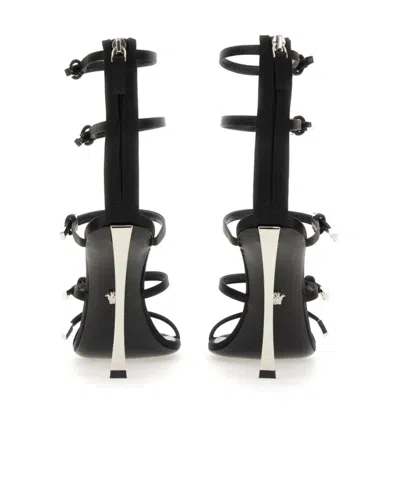 Versace Pin-point Stiletto Sandal In Black