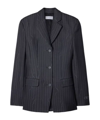 Off-white Pinstripe Jacket In Black