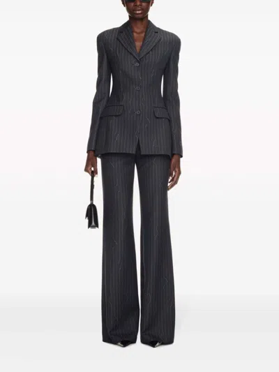 Off-white Pinstripe Jacket In Black