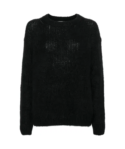 P.a.r.o.s.h Parosh Black Mohair Blend Crew Neck Sweater In Black