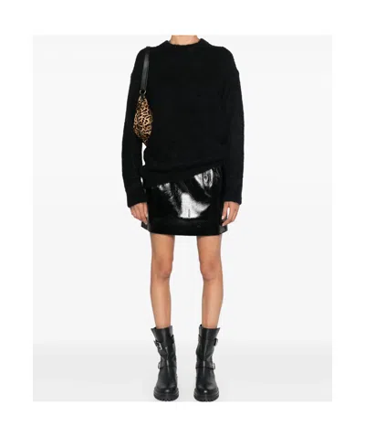 P.a.r.o.s.h Parosh Black Mohair Blend Crew Neck Sweater In Black