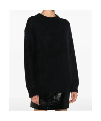 P.a.r.o.s.h Parosh Black Mohair Blend Crew Neck Sweater In Black