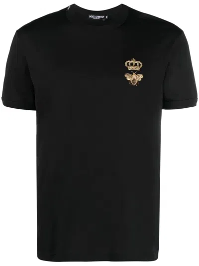Dolce & Gabbana Crown And Bee Embroidered Crew Neck T-shirt