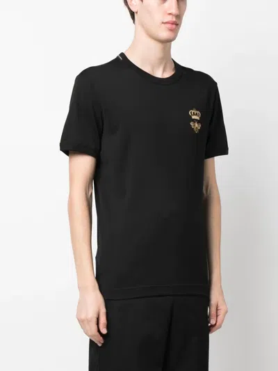 Dolce & Gabbana Crown And Bee Embroidered Crew Neck T-shirt