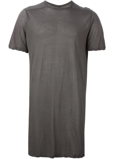 Shop Rick Owens Long T-shirt - Grey