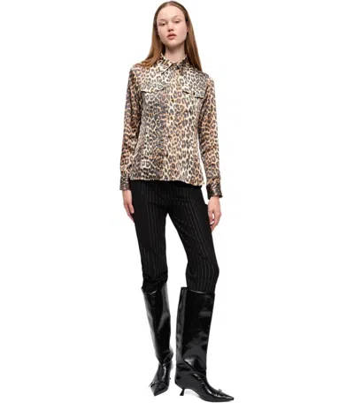 Ganni Leopard Print Canvas Overshirt