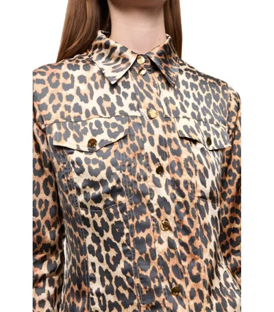 Ganni Leopard Print Canvas Overshirt
