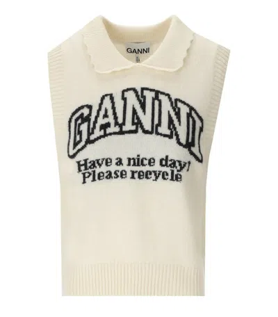 Ganni Gilet Con Grafica E Collo