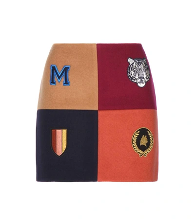 Shop Stella Mccartney Embellished Wool-blend Miniskirt In Brown