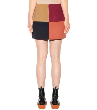 Shop Stella Mccartney Embellished Wool-blend Miniskirt In Brown