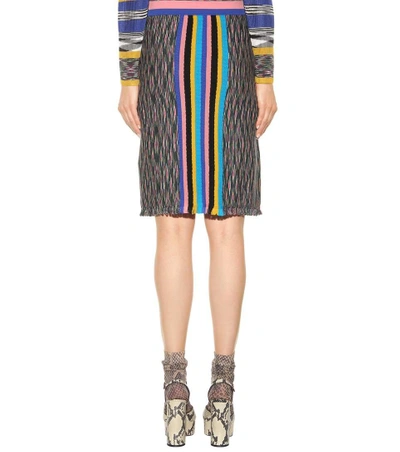 Shop Missoni Knitted Wool-blend Skirt In Multicoloured