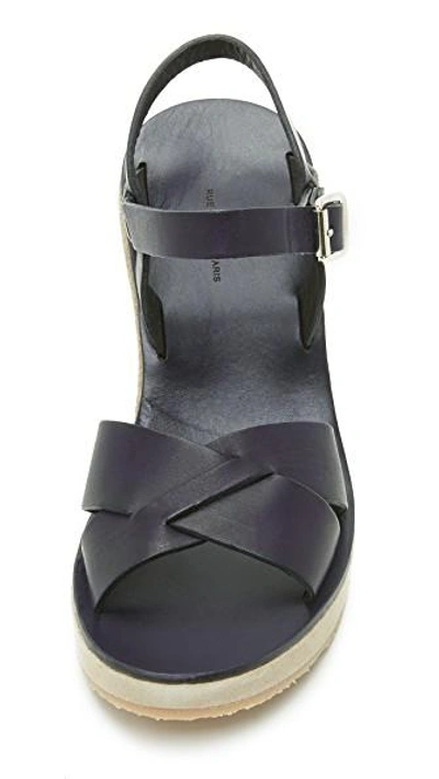 Shop Apc Juliette Wedge Sandals In Dark Navy