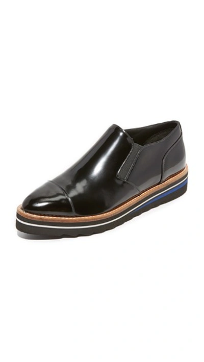 Vince Alona Patent Leather Point Toe Creeper Loafers In Black