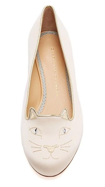 Shop Charlotte Olympia Kitty Flats In Ivory
