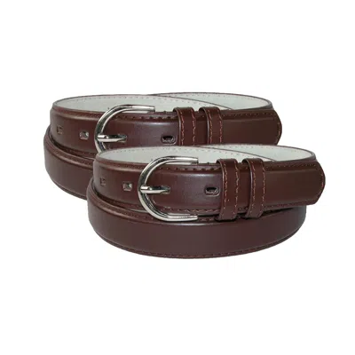 Ctm Women's Leather 1 1/8 Inch Dress Belt (pack Of 2) In Brown