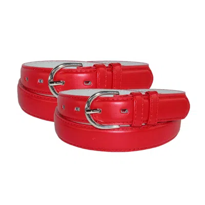 Ctm Women's Leather 1 1/8 Inch Dress Belt (pack Of 2) In Red