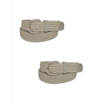 Ctm Men's Elastic Braided Belt With Covered Buckle (pack Of 2) In Green