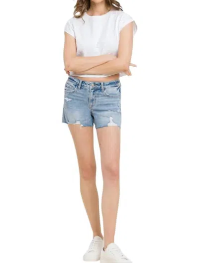 Vervet By Flying Monkey High Rise Midi Shorts In Blue In Blue